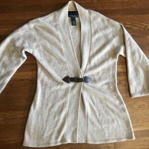 Cynthia Rowley angora Equestrian sweater M neutral cardigan Fall